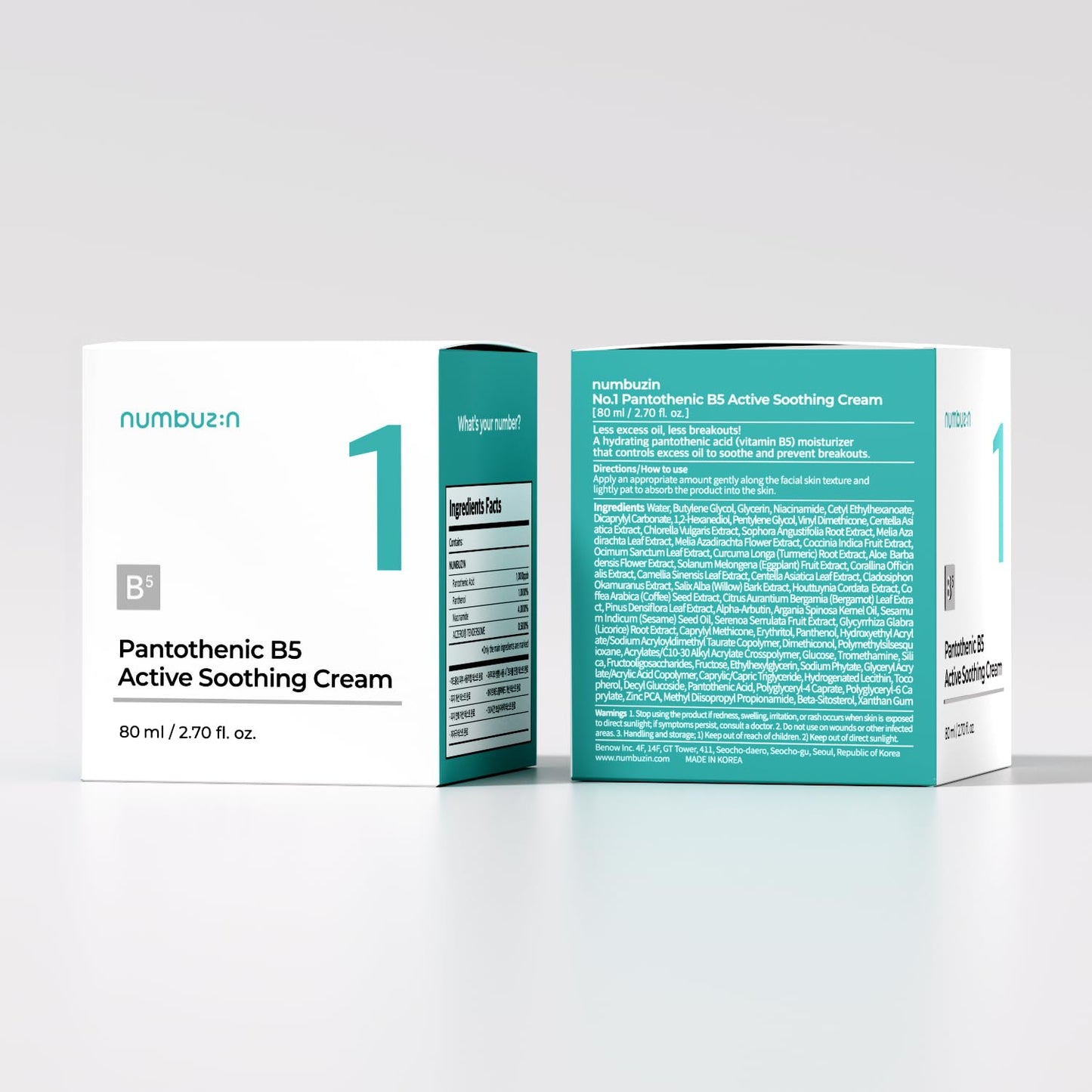 numbuzin - No.1 Pantothenic B5 Active Soothing Cream - Crème apaisante