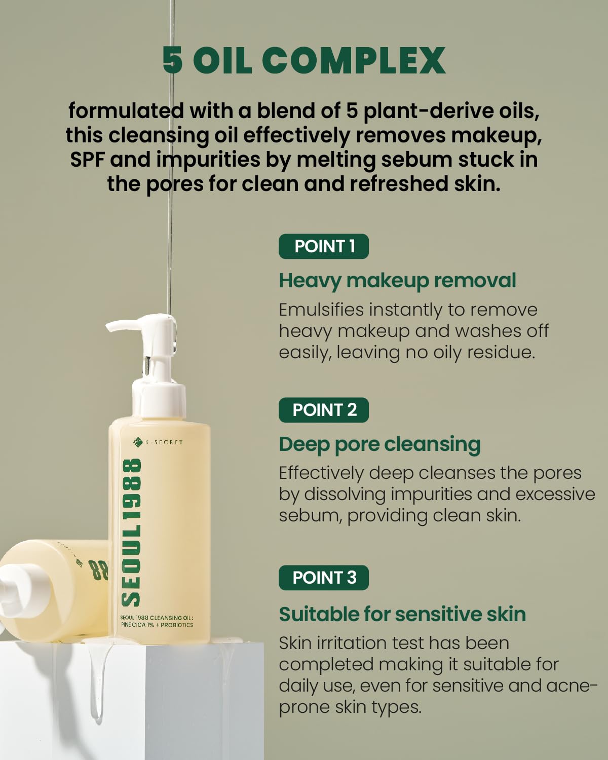 KSECRET - SEOUL 1988 Cleansing Oil : Pine Cica 1% + Probiotics