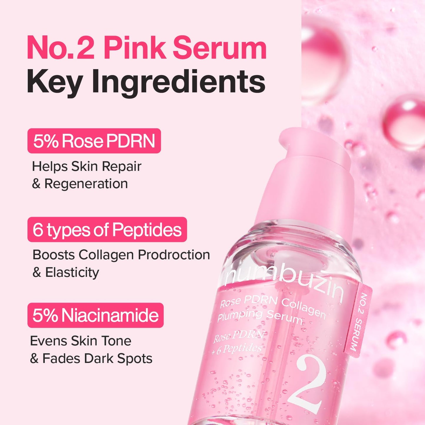 numbuzin - No.2 Rose PDRN Collagen Plumping Serum