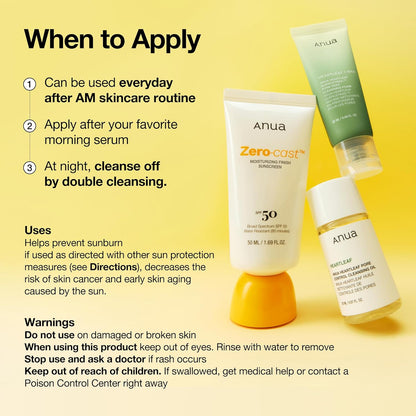 Anua - Zero-Cast Moisturizing Finish Sunscreen